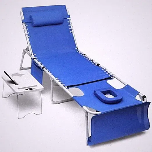 3-in-1 Sun Tanning Chair with Face Holes, Breathable Chaise Lounge Chair
