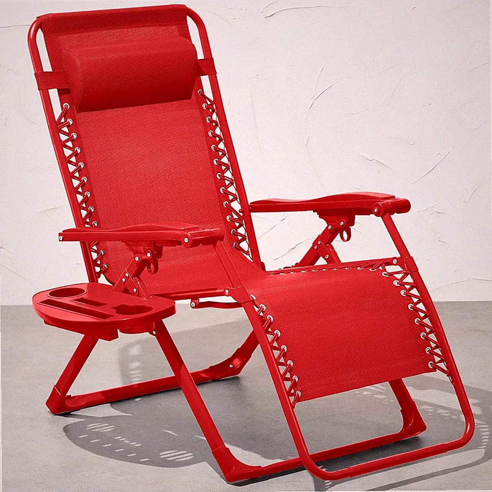 Chili Adjustable Zero Gravity Chair with Side Tray & Headrest - Folding Patio Re