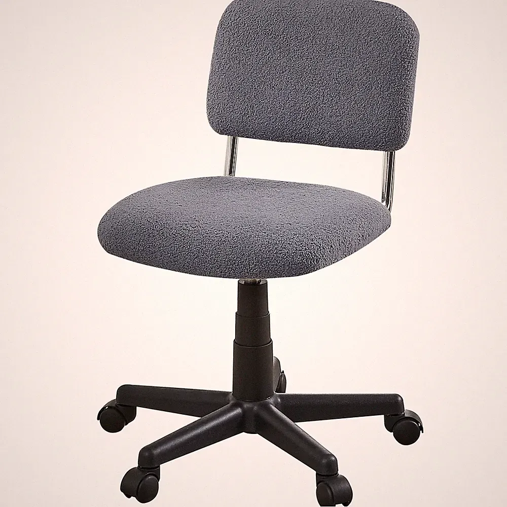 Faux Fur Comfy Height Adjustable Swivel Armless Home Office Sherpa Chair with...