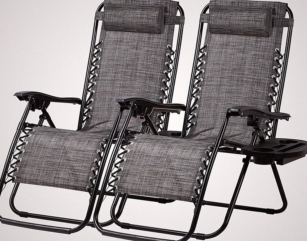 Nazhura Set of 2 Relaxing Recliners Patio Chairs Adjustable Steel Mesh Zero Grav