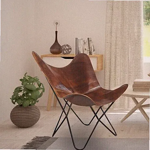 Openable Iron Stand New Leather Butterfly Chair –Living Room Leisure chair