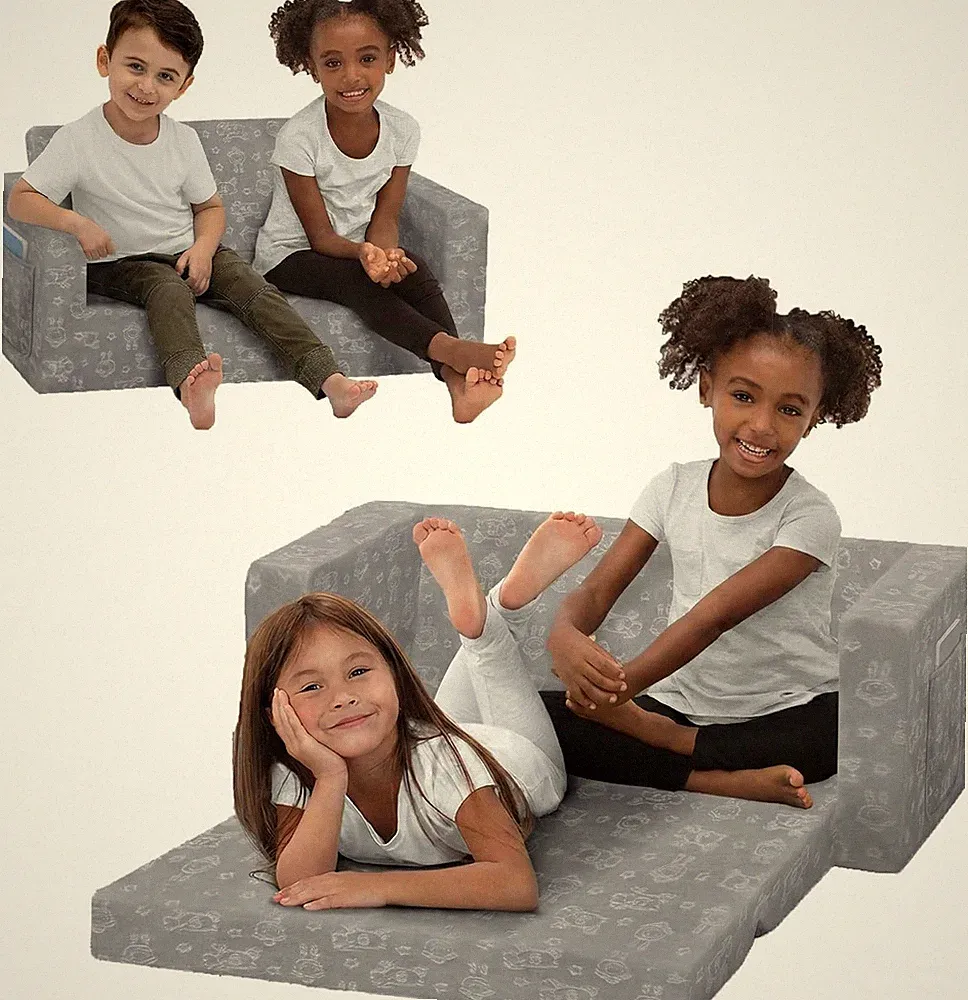 Serta Perfect Sleeper Kids 2-Seater Sofa, Convertible 2-In-1 Flip Open Toddler